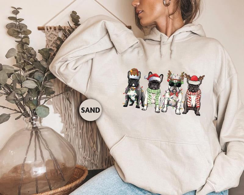 French Bulldog Sweatshirt, Xmas Dog Mom Shirts, Dog Lover Gifts, Xmas Holiday Sweater, Christmas French Bulldog Shirt,...