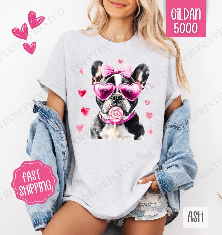 Frenchie Valentine Shirt Gildan Dog Cute Plus Sizes T-Shirts, Hoodie, Sweatshirt