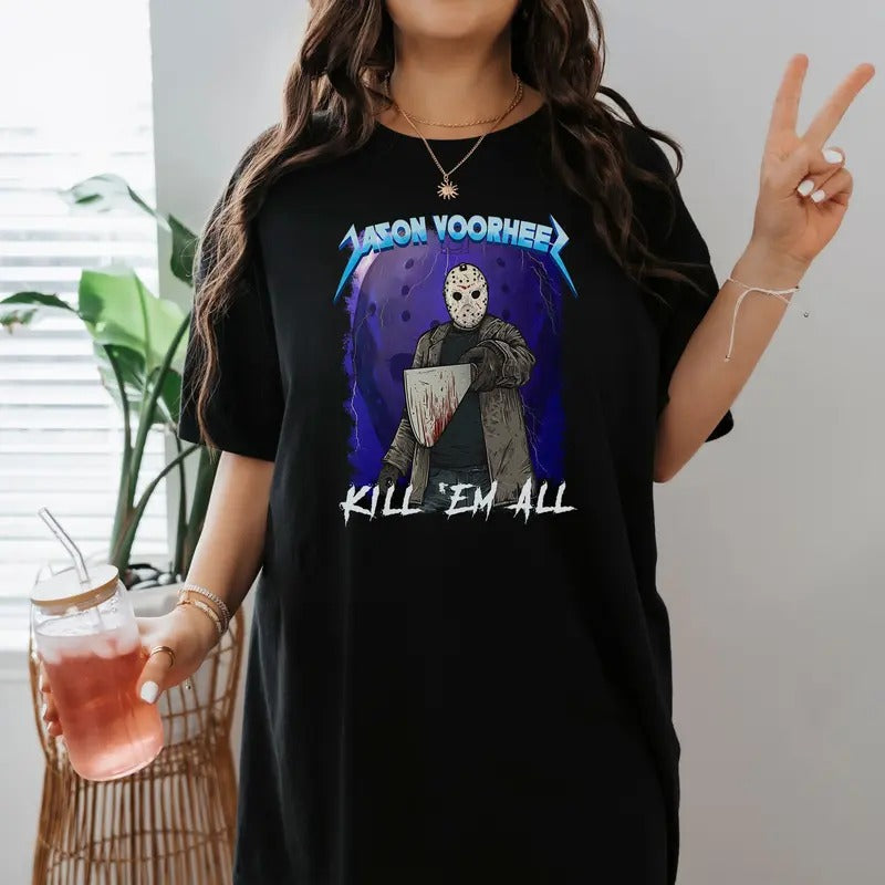 Friday the 13th Lovers Movie Jason Voorhees Kill Em All Scary Spooky   T-Shirt Hoodie, Sweatshirt | HypeDripTees.com