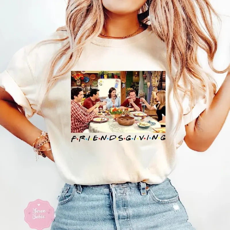 Friendsgiving Shirt, The One With All Thanksgivings Vintage T Shirt Friends Lovers Tv Show T Shirt Hoodie, Sweatshirt