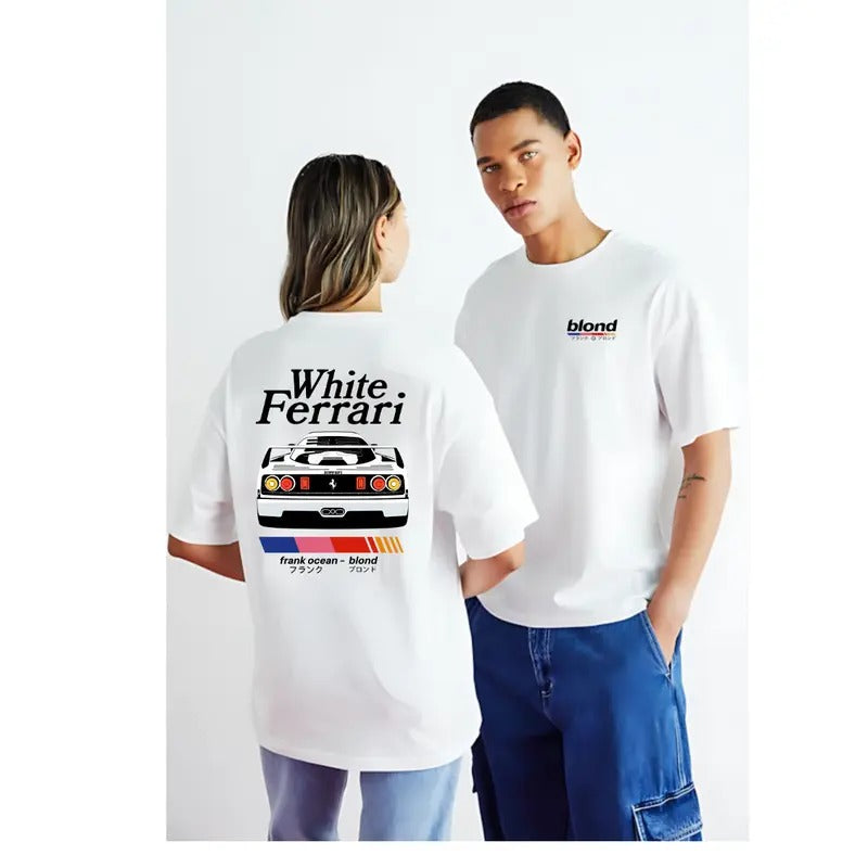 Frnk Ocean Shirt 2 Sides Frank Blond White Ferrari T-Shirt For Men For Women Hoodie, Sweatshirt | HypeDripTees.com