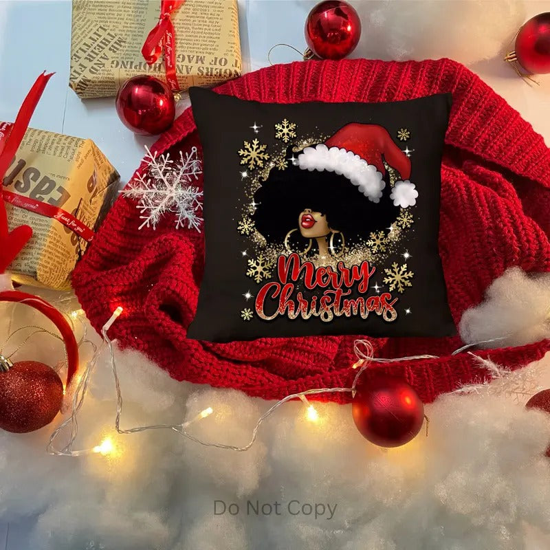 Merry Christmas Girl w/ Fro DTF Transfer ONLY - This is NOT a T Shirt Hoodie, Sweatshirt | HypeDripTees.com