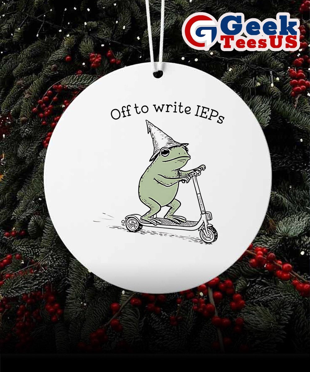 Frog off to write IEPs Ornament