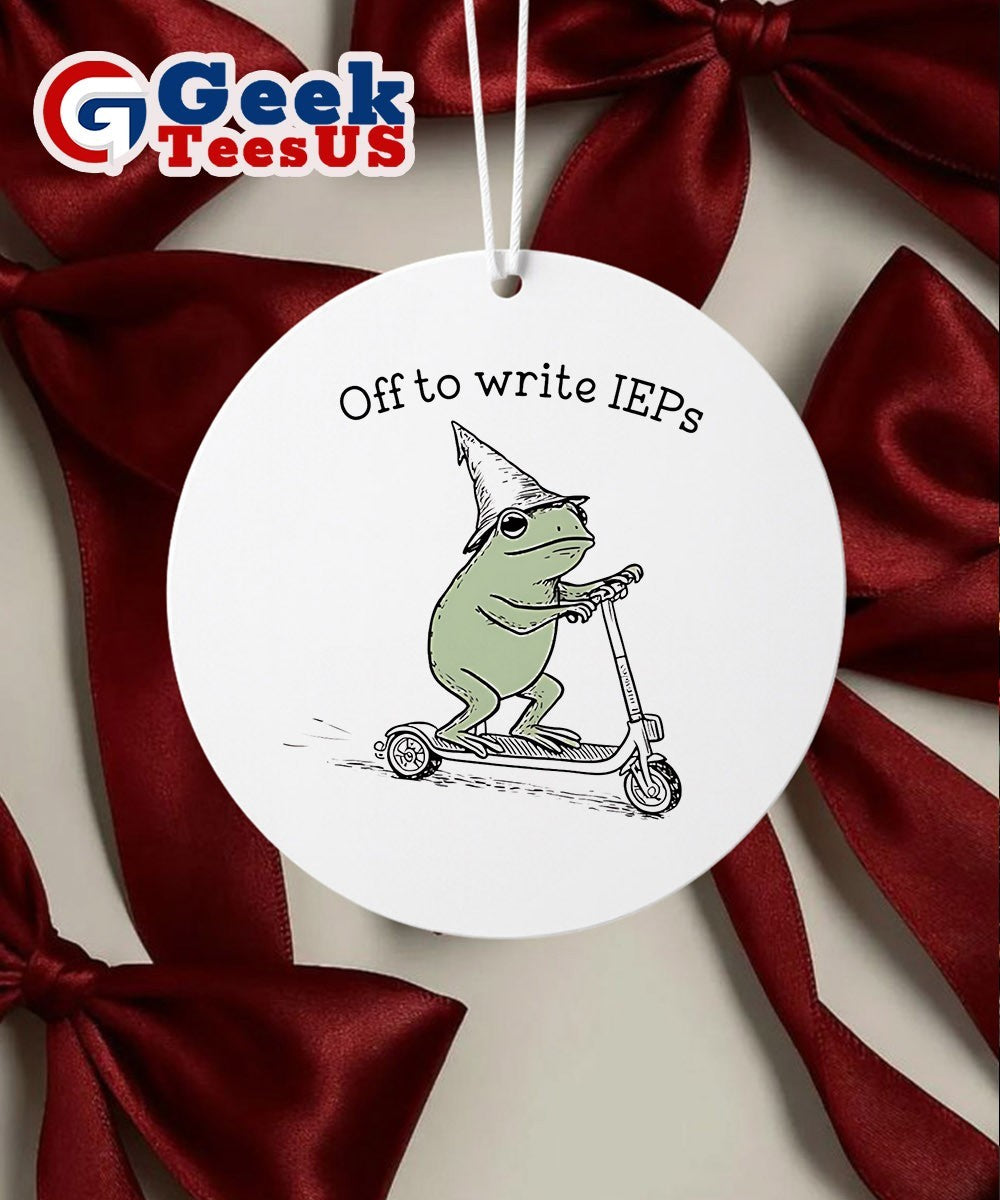 Frog off to write IEPs Ornament