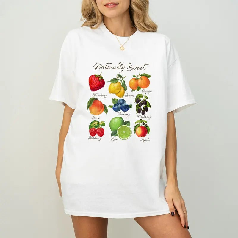 Fruits Retro Graphic T Shirt, Vintage 90s Sweet Fruits Shirt, Nostalgia Nature Tee, Cute Unisex Adult Graphic T Shirt,...