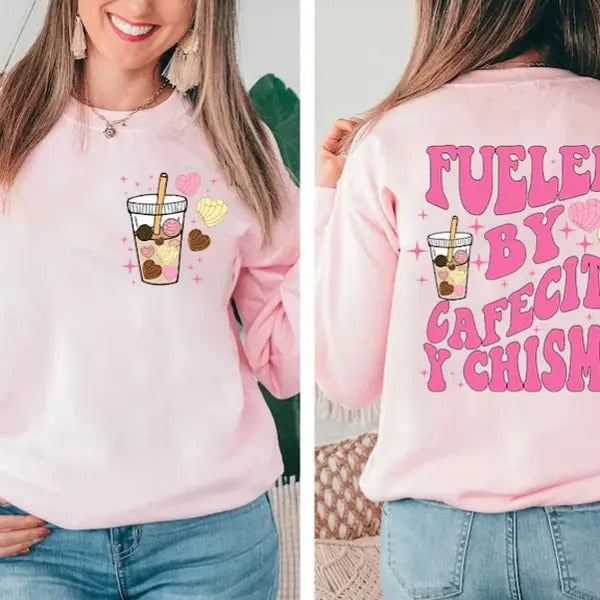 Fueled By Cafecito Y Chisme Shirt, But First Cafecito Y Chisme Shirt Hoodie, Sweatshirt | HypeDripTees.com