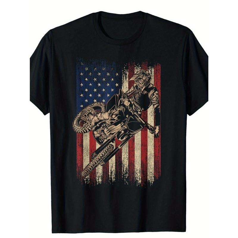 Fun American Flag Motocross Dirt Bike Enthusiast T-Shirt - USA Flag Design Made in USA Hoodie, Sweatshirt | HypeDripTees.com