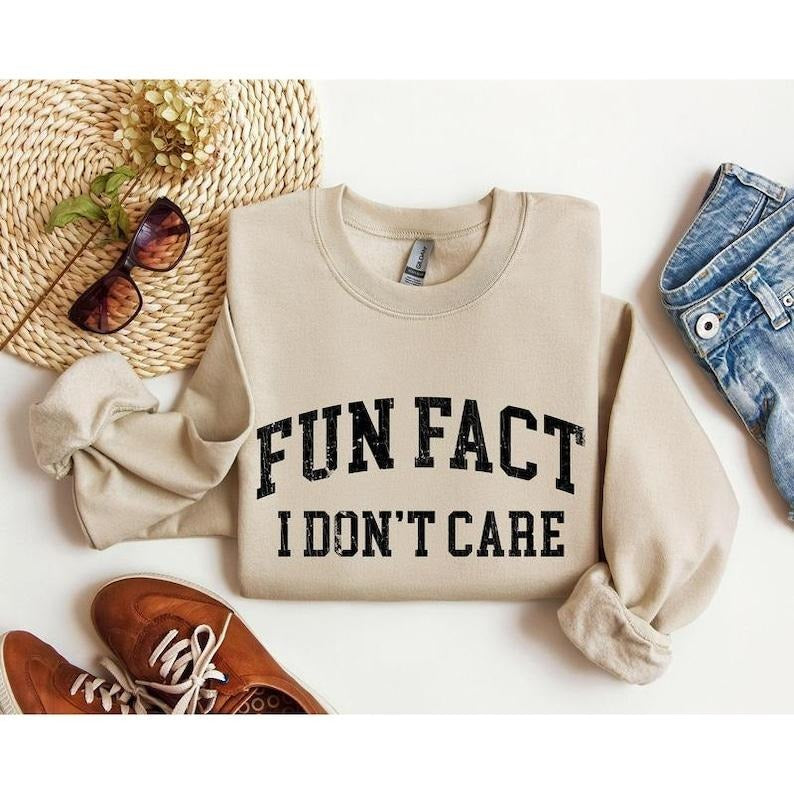 Fun Fact I Don't Care Sarcasm Sweatshirt, Sarcastic Sweater, Sassy Funny Shirt , Funny Graphic T-shirt, Sarcastic Funny...