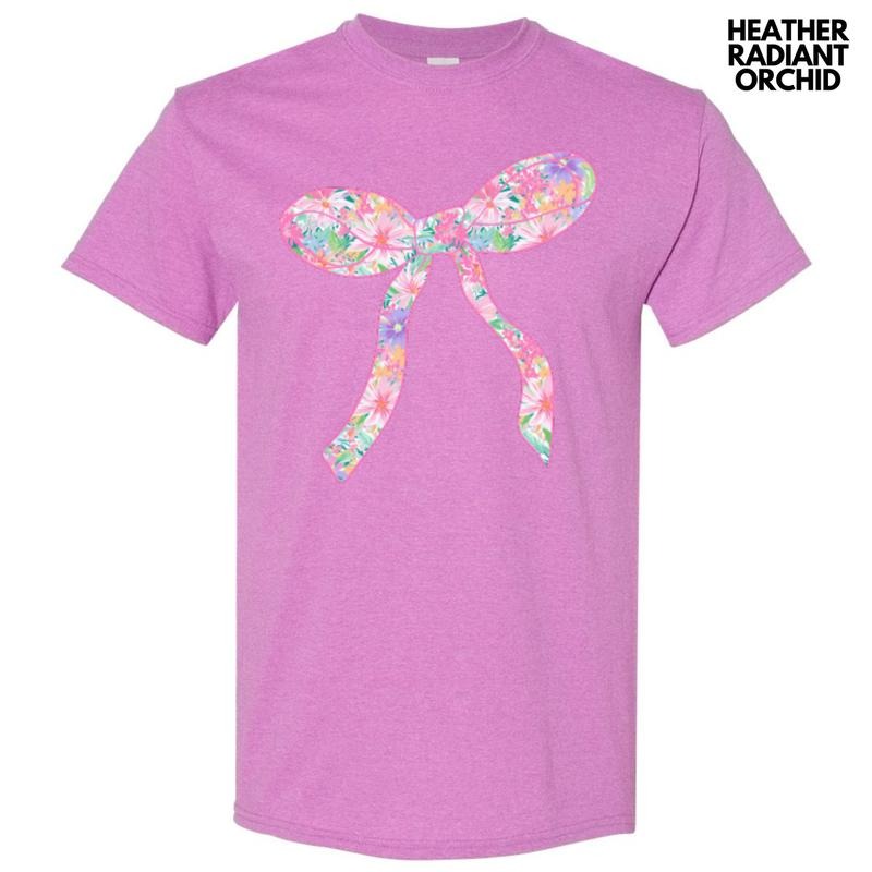 Fun Floral Bow Gildan Short Sleeve T-Shirt 'NLB' Hoodie, Sweatshirt | HypeDripTees.com