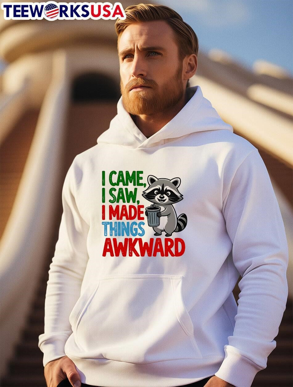 Funny Animal I Came I Saw Made Things Awkward Raccoon T-Shirt