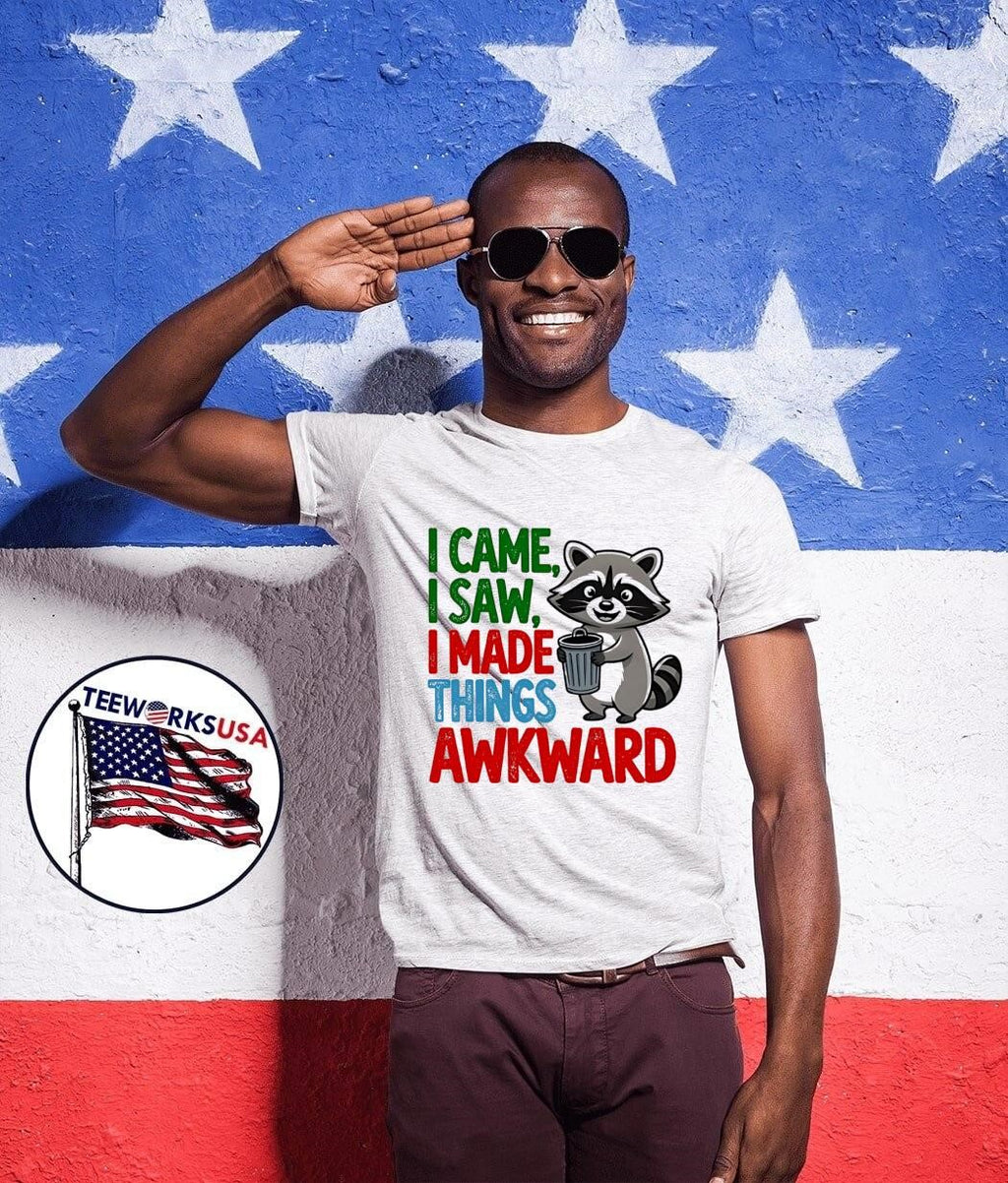 Funny Animal I Came I Saw Made Things Awkward Raccoon T-Shirt