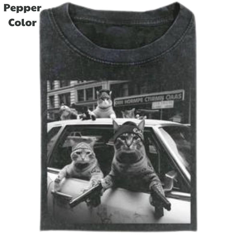 Funny Animal Vintage Graphic Tee, Cat Gang T-Shirt, Cat Shirt, Unisex Meme Cringe Funny Shirt, Menswear Womenswear...