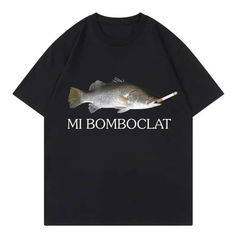 Funny Bomboclat Fish Meme T-shirt High Street Fashion Trend Y2k Short Sleeve T-shirts Women Harajuku Vintage Style T...
