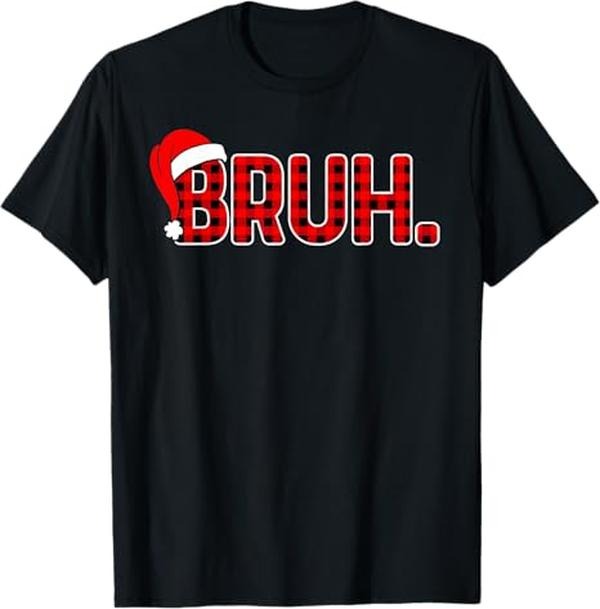 Funny Bruh Shirt, Bruh Funny Christmas Plaid Xmas Pajamas T-Shirt - Menswear Top Hoodie, Sweatshirt | HypeDripTees.com