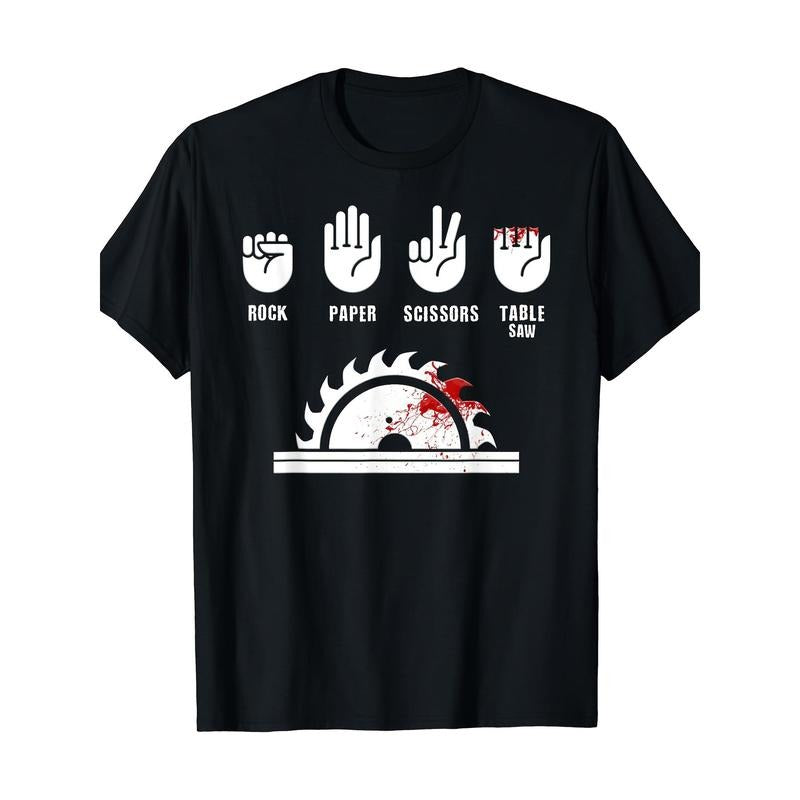 Funny Carpenter Shirt Rock Paper Scissors Table Saw T-Shirt Made in USA Hoodie, Sweatshirt | HypeDripTees.com