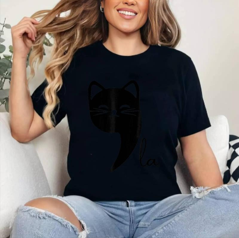 Funny Cat Comma La T-Shirt | Cotton 100%, Crewneck, Top Womenswear Hoodie, Sweatshirt | HypeDripTees.com