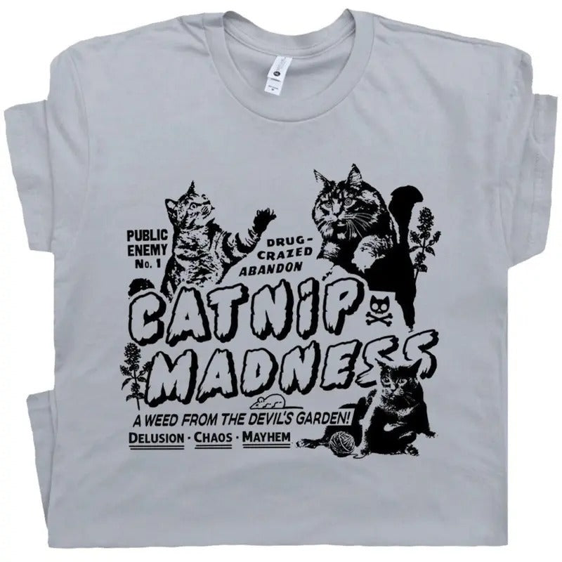 Funny Cat Shirt for Women Men Catnip Madness Cute Cat Shirts Funny Shirts with Cats Crazy Shirts Cool Graphic T Shirts...
