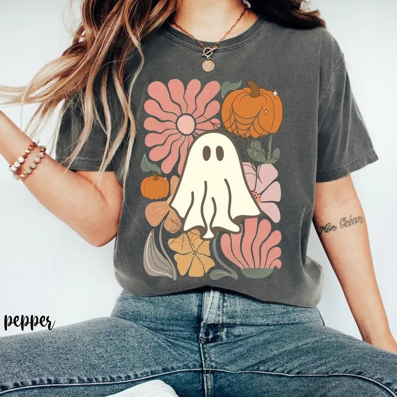 Funny Cat Shirt, Dead Inside But Floral Ghost Halloween Shirt, Pumpkin Fall Tee, Boho Spooky Season ShirtStill Love Cats,...