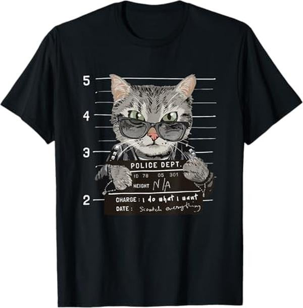 Funny Cat Shirts, I Do What I Want Funny Cat Scratched Everything T-Shirt