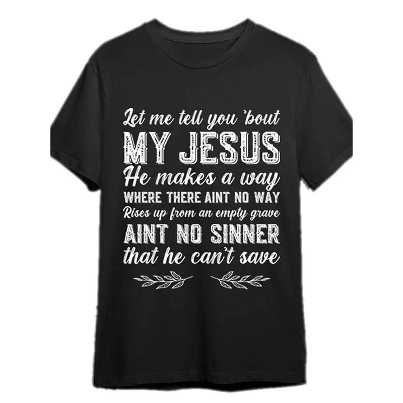 [Funny Christian T-Shirt] Christian Funny Men's Let Me Tell You About My Jesus T-Shirt - Short Sleeve Graphic T-shirt...