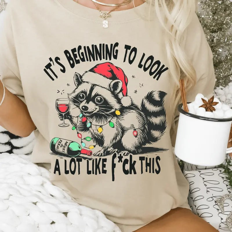 Funny Christmas Shirt - It's Beginning to Look A Lot Like Fck This Holiday Graphic Tee, Casual Fall Softstyle Unisex...