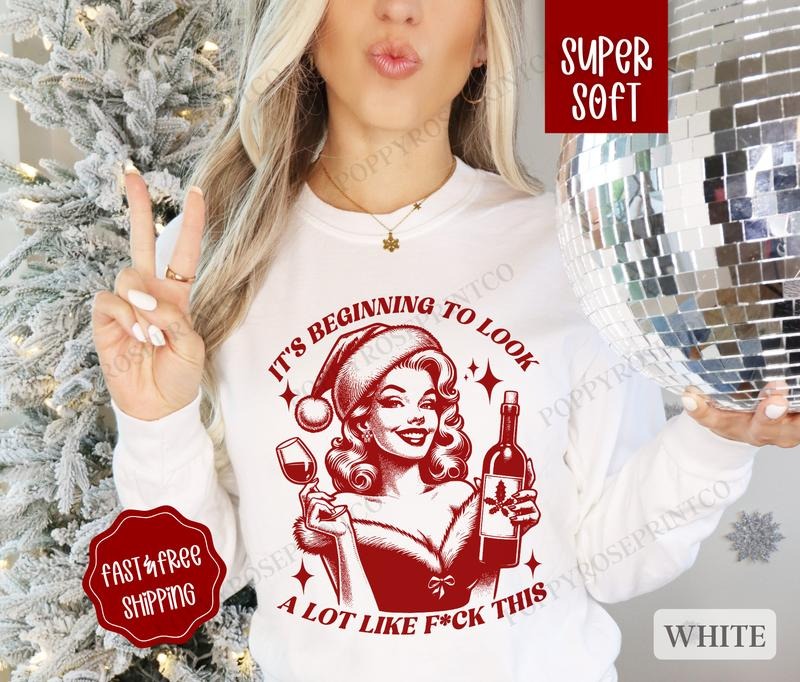 Funny Christmas Sweatshirt, Christmas Sweater, Women's Holiday Crewneck T-Shirts, Hoodie | HypeDripTees.com