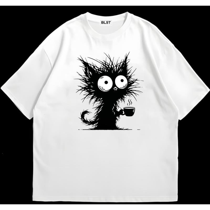 Funny Coffee Cats T-Shirt Trendy Fit Weekend Vibes Only Pair with Anything Hoodie, Sweatshirt | HypeDripTees.com