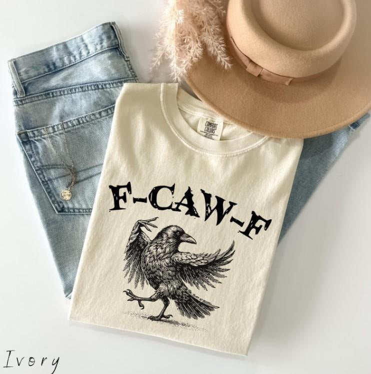 Funny Crow Shirt, F-Caw-F Shirt, Black Crow Sweatshirt, Raven Lover Gift, Funny Raven Shirt, Gothic Crow Tee Hoodie