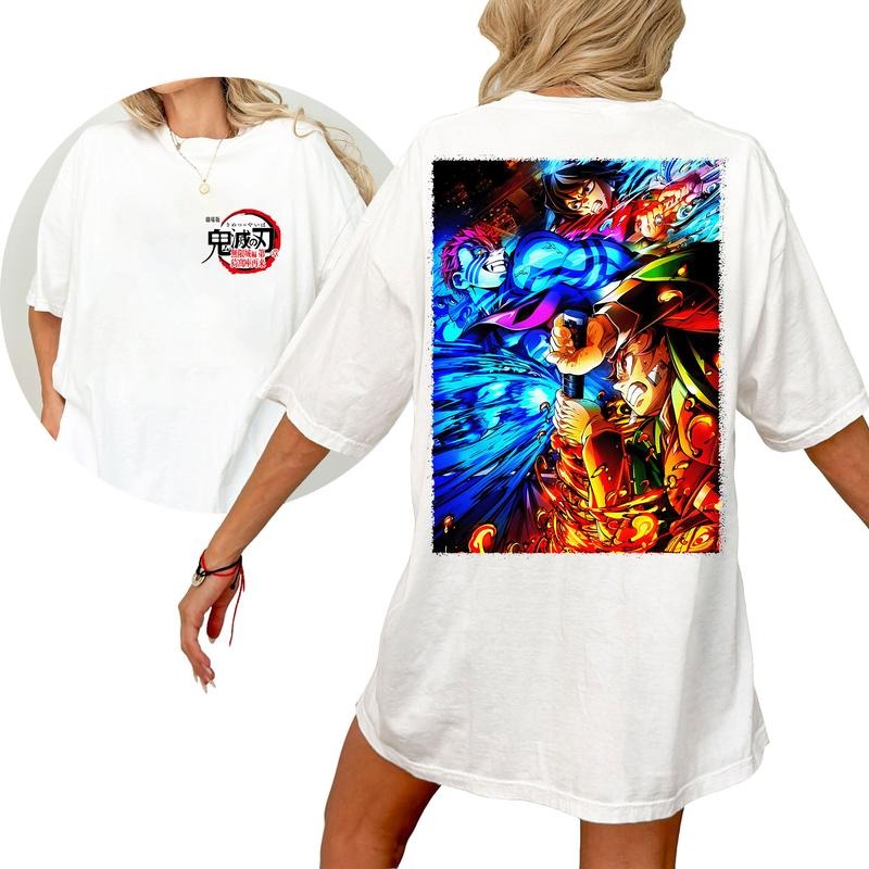 Funny DM Hashira Characters Tshirt Crewneck Hoodie, Tanjiro Giyu vs Akaza Inifity Castle Shirt, Gift For Anime Lover...