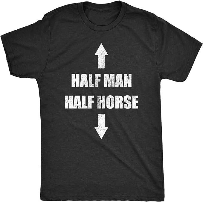 Funny Dark Humor Shirts For Men, Men's Half Man Half Horse Funny Adult Humor Joke T-Shirt Menswear Casual Cotton Hoodie,...