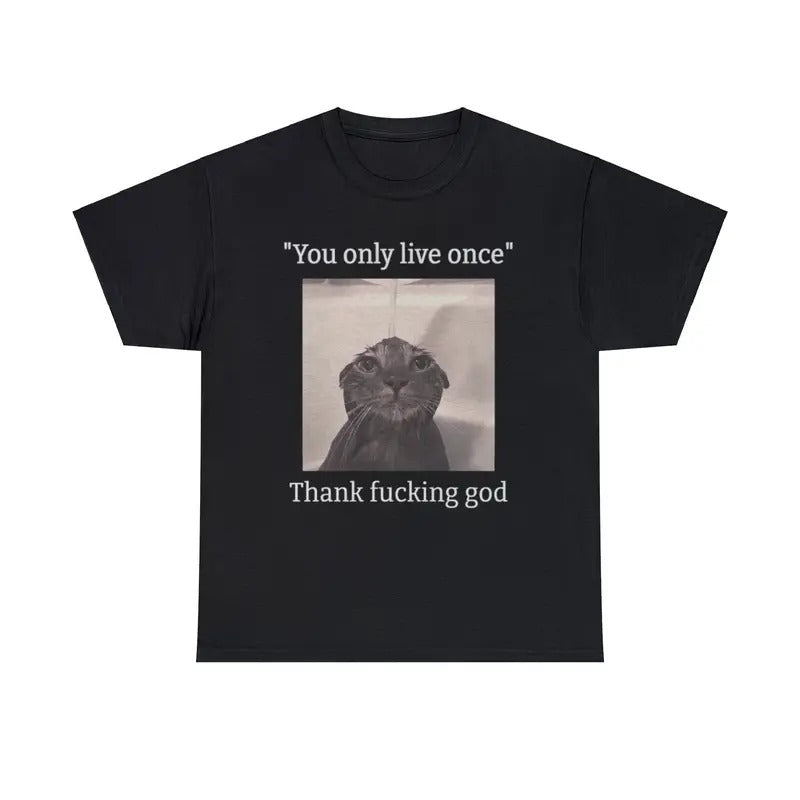Funny Depressed Meme Cat Adult Unisex Shirt, Funny Cat Shirt Hoodie, Sweatshirt | HypeDripTees.com