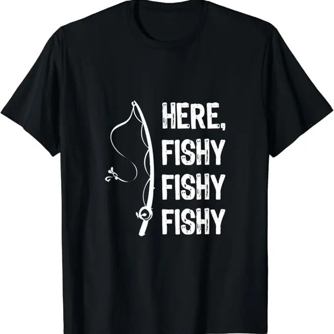 Funny Fishing Shirts, Here Fishy Fishy Funny Fishing T-Shirt Cotton Fashion Casual Classic Hoodie, Sweatshirt