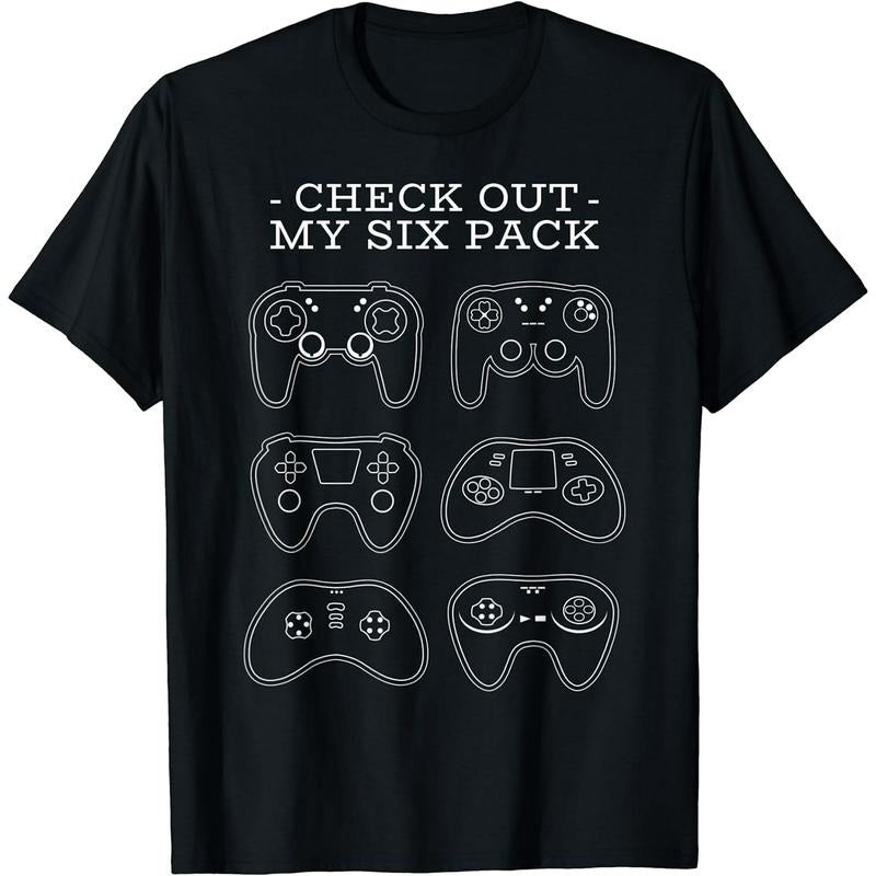 Funny Gamer Shirts, Special Gifts For Gamers, Check Out My Six Pack T-Shirt Menswear Top Casual Classic Hoodie, Sweatshirt
