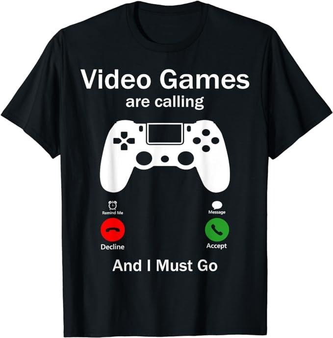Funny Gamer Shirts, Special Gifts For Gamers, Video Games Are Calling And I Must Go Funny Console Gamer T-Shirt Menswear...