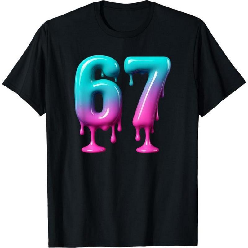 Funny Graphic Shirts Meme Tees - Six Seven 67 Meme for Gen Alpha Adults 6 7 T-Shirt - 100% Cotton Men & Women Loose...