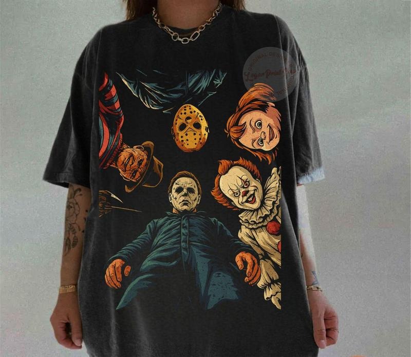 Funny Halloween Characters Face Shirt, Horror Movie Shirt, Scary Movie TShirt Hoodie, Sweatshirt | HypeDripTees.com
