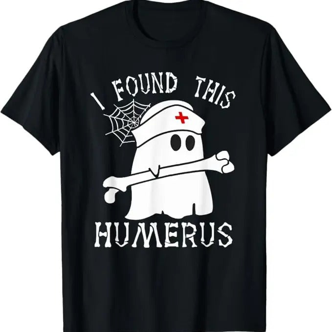 Funny Halloween Shirts For Men, I Found This Humerus Funny Ghost Nurse Halloween T-Shirt Menswear