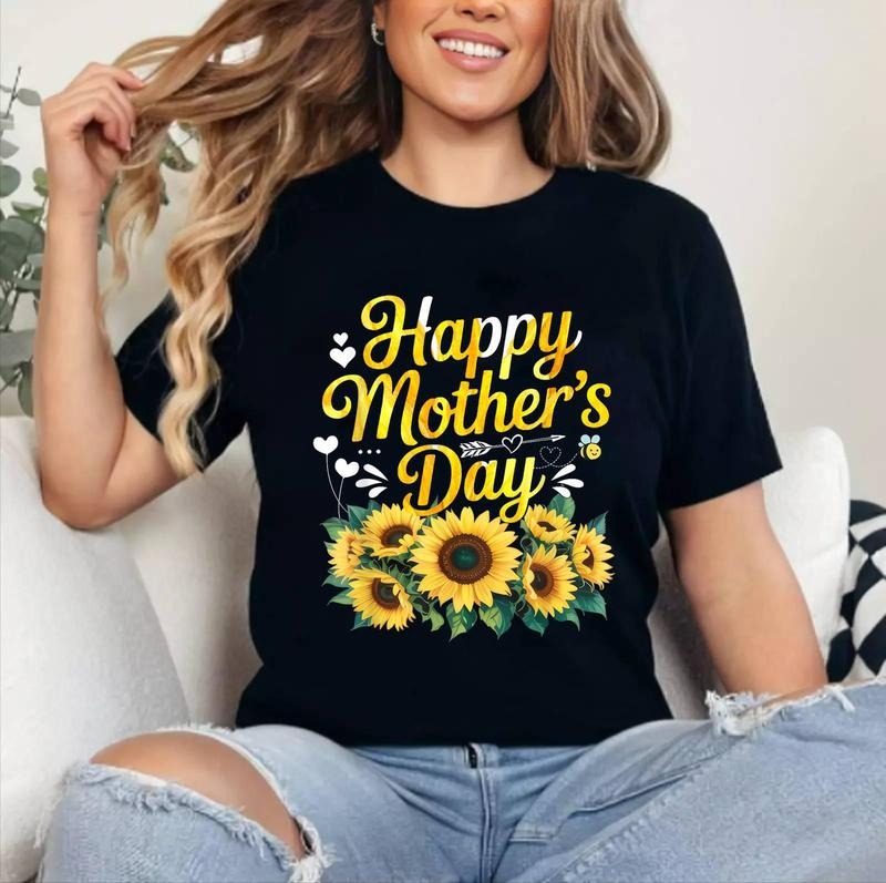 Funny Happy Mothers Day Cute Floral for Women Mom Grandma T-Shirt [Unisex Cotton, Short Sleeve, Crewneck, Top Womenswear]...