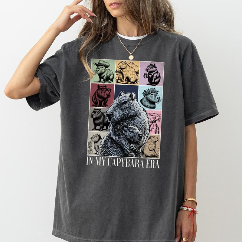 Funny In My Capybara Shirt, Vintage Capybara Graphic Tee Women, Cute Animals Shirt Gifts, Positive Vibes T-shirts,...