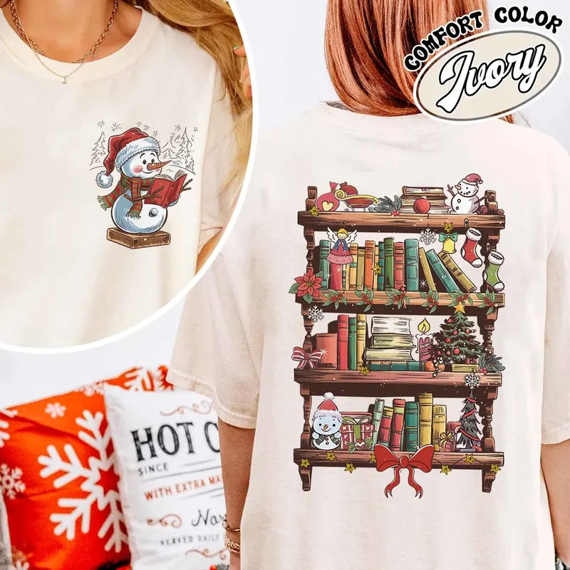 Funny Librarian Comfort Color Shirt, Book Lover Librarian Gift, Bookworm Christmas Shirt, Library Shirts for Christmas,...