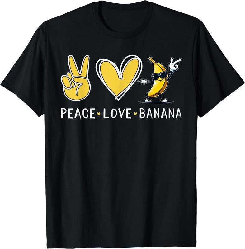 Funny Love Bananas Shirt Cute Banana Gifts Peace Love Banana T-Shirt | Unisex Cotton Tee Gift, Crewneck, Short Sleeve...