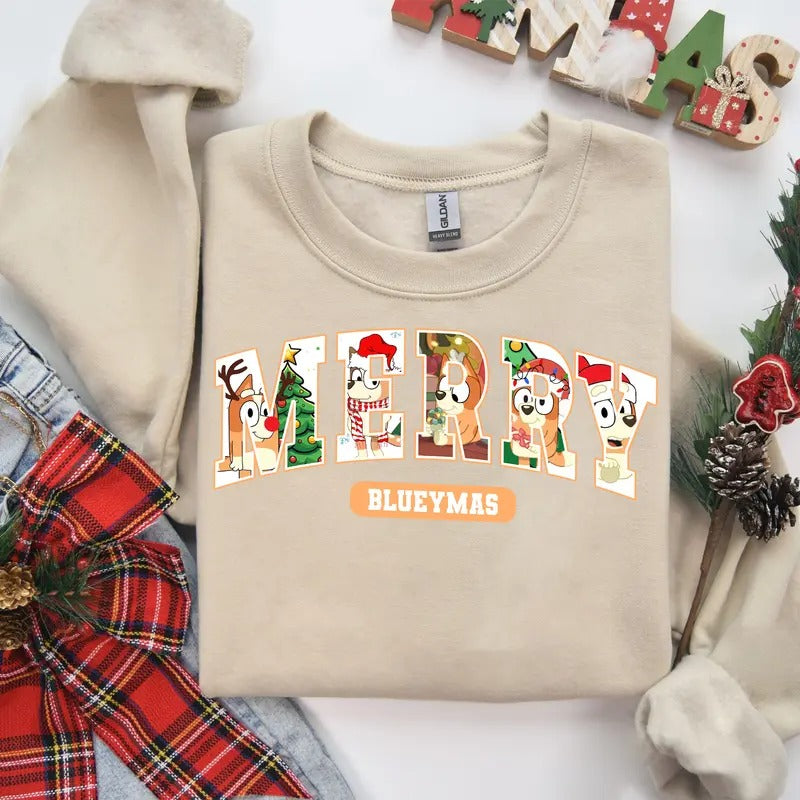Funny Merrymas Sweatshirt Cute Cartoon, Unisex Retro Xmas Tee For Man,Women - Cotton, Fabric Hoodie | HypeDripTees.com