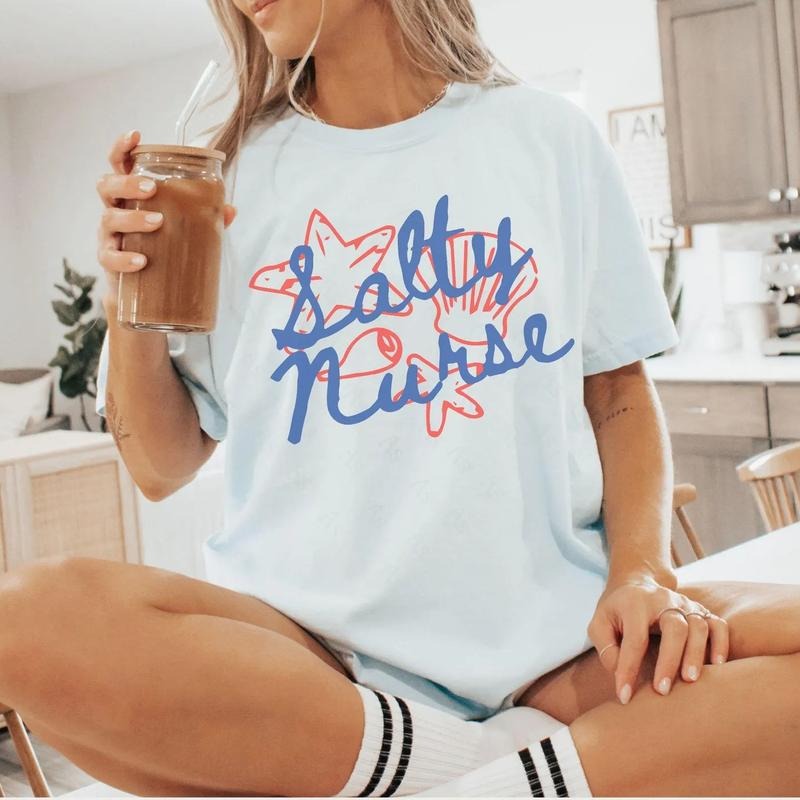 Funny Nurse Shirts Cute Nurse Shirt Salty Nurse Nautical Aesthetics Nurse Shirt Nurse Shirt Nurse Summer Nurse Shirt T-Shirts, Hoodie, Sweatshirt