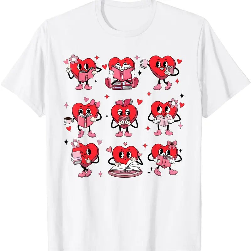 Funny Reading Heart Book Valentines Day Teacher Women Girl T-Shirt Hoodie, Sweatshirt | HypeDripTees.com