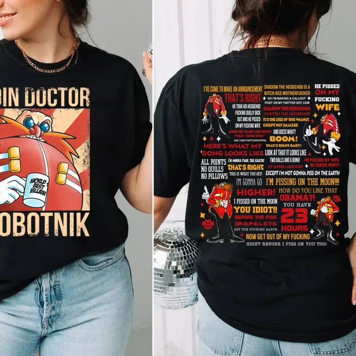 Funny Robotnik Shirt, Dr Eggman 2 Sides Shirt Son1c Merch Unisex Streetwear shirt, Movie Sweatshirt, Funny Dr. Eggman...