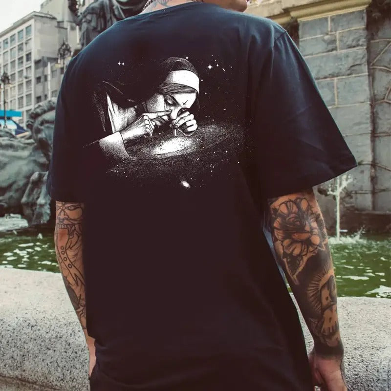 Funny Smoke Nun T-Shirt - hoodie sweater men and women Sweatshirt | HypeDripTees.com