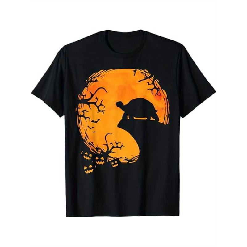 Funny Tortoise Halloween Silhouette Spooky Tortoise Lover Men Women T - Shirt, 100% Cotton, Gifts for Friends Who Love...