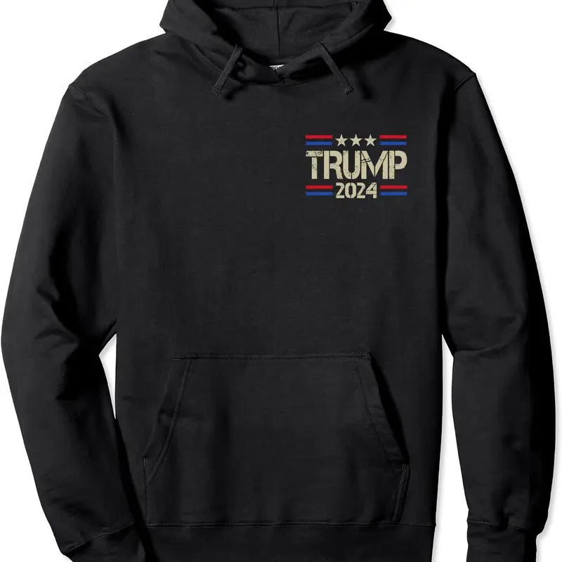 Funny Trump 2024 USA Flag Hoodie | Unisex Hooded Sweatshirt T-Shirts | HypeDripTees.com