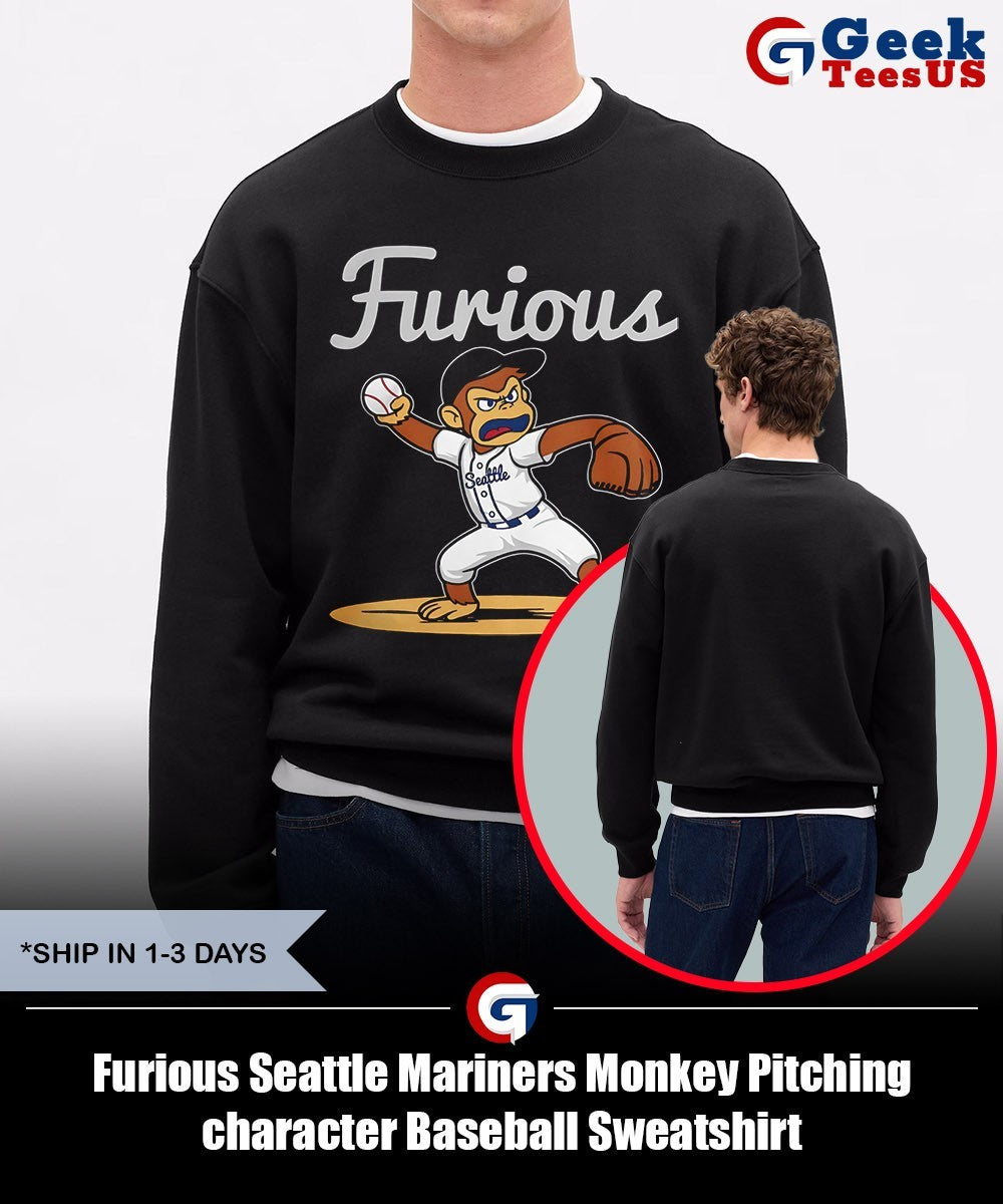 Furious Seattle Mariners Monkey Pitching character Baseball shirt
