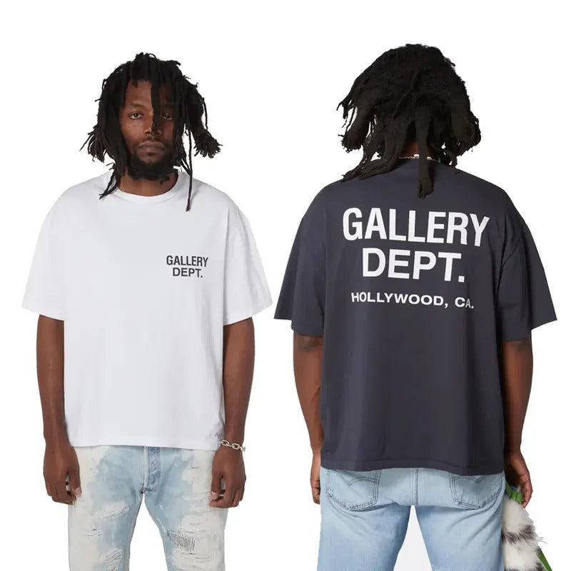 GALLERY DEPT Cotton T-shirt classic logo T shirt letter printing T shirts for boys and girls loose high street...